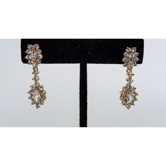 Prime Art & Jewel Designer Gold over Sterling Silver CZ Dangle Earrings 1.5 in - Picture 9 of 10